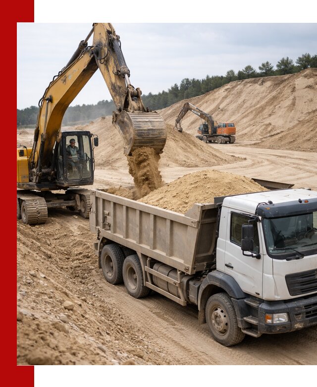 Доставка карьерного песка с самосвалами и разгрузкой в Березниках