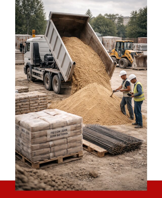 Песок для бетона в Березниках от 2575 р. с доставкой, ПРОНЕРУДБрз