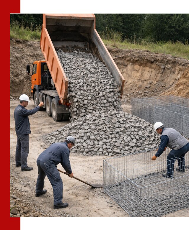 Камень для габионов с доставкой в Березниках быстро и надёжно