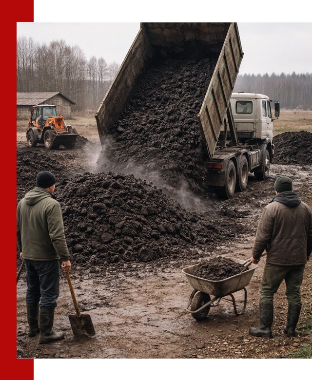 Доставка низинного торфа с разгрузкой и доставкой в Березниках