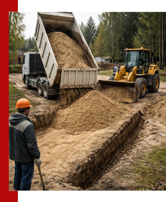 Доставка песчаного грунта в Березниках для строительных работ