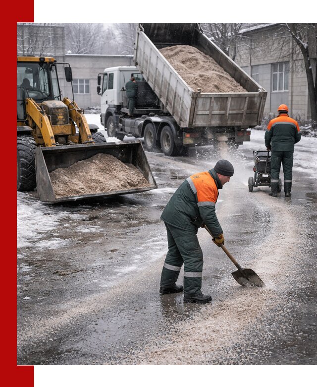 Реагент против гололеда с доставкой и нанесением в Березниках