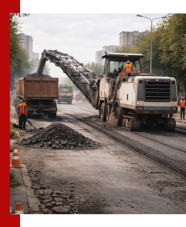Фрезерованный асфальт в Березниках — удаление и вывоз старого покрытия