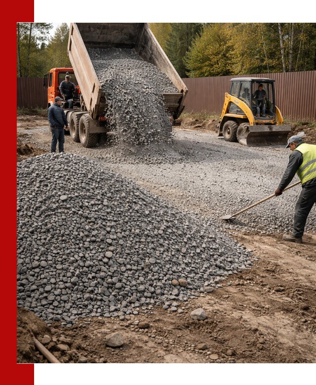 Отсыпка участка щебнем с доставкой и уплотнением в Березниках